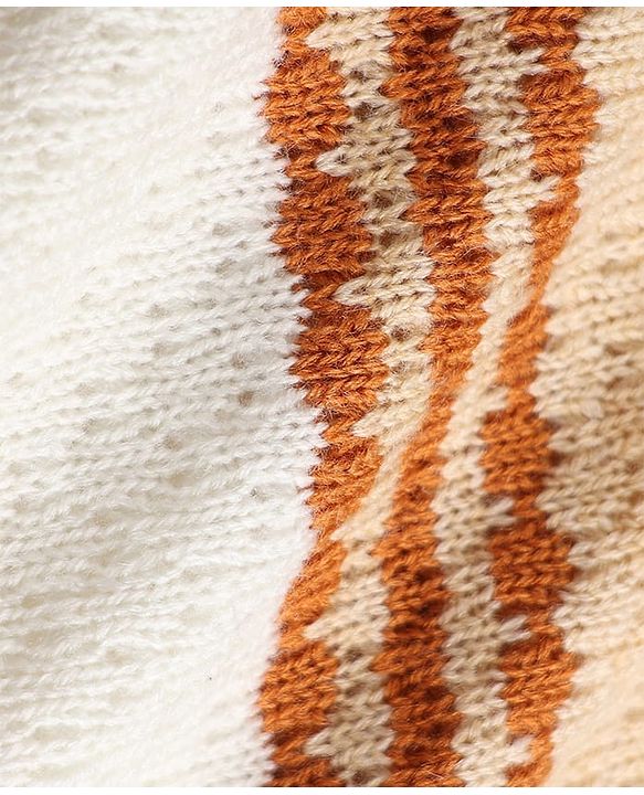 Babyhug Knit Full Sleeves Striped Sweater Set - Light Brown
