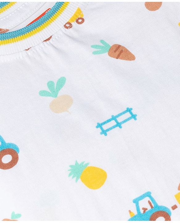 Babyhug Single Jersey Knit Half Sleeves T-Shirt & Shorts Set Car Print - Blue