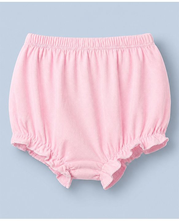 Babyhug 100% Cotton Single Jersey Knit Bloomer With Floral Print Pack of 3 - Pink White