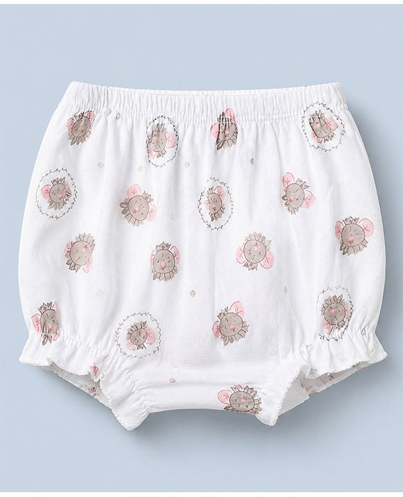 Babyhug 100% Cotton Single Jersey Knit Bloomer With Floral Print Pack of 3 - Pink White