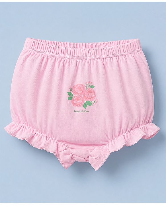 Babyhug 100% Cotton Single Jersey Knit Bloomer With Floral Print Pack of 3 - Pink White