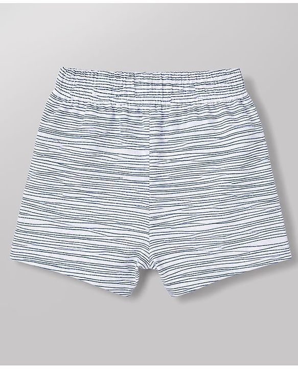 Babyhug 100% Cotton Knit Striped & Animal Printed Trunks Pack Of 3 - White & Blue