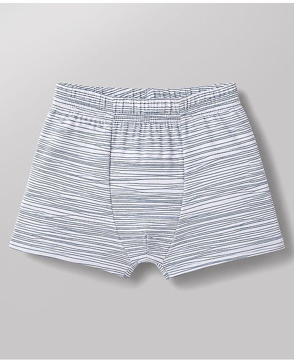 Babyhug 100% Cotton Knit Striped & Animal Printed Trunks Pack Of 3 - White & Blue