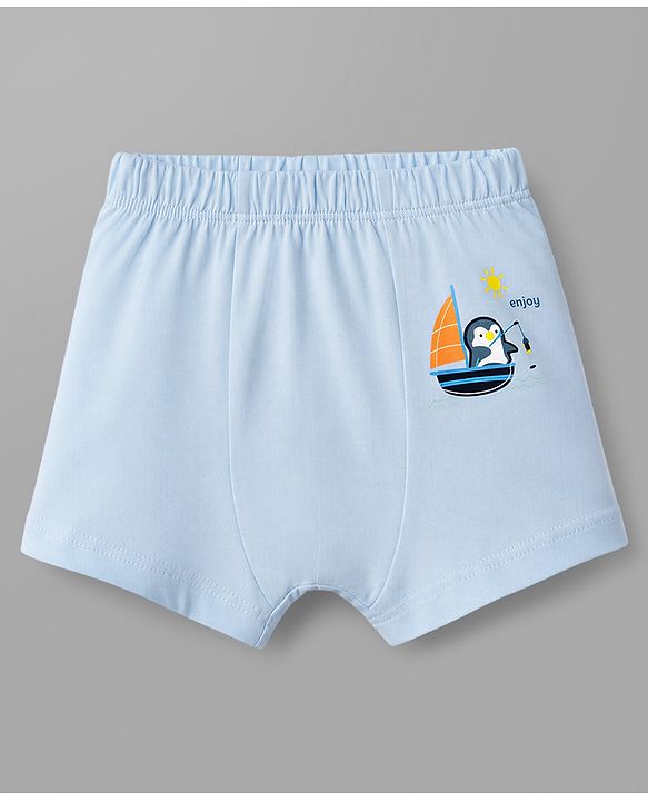 Babyhug 100% Cotton Knit Striped Briefs With Boat Print Pack of 3 - Peach, Orange & Light Blue