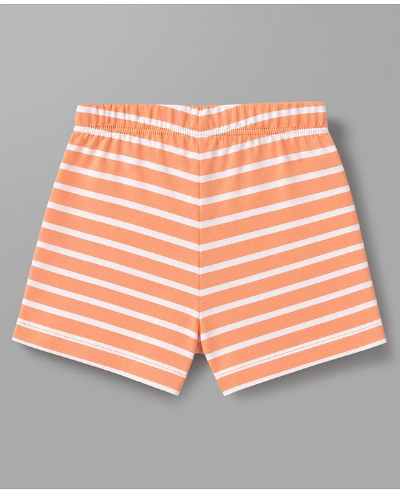 Babyhug 100% Cotton Knit Striped Briefs With Boat Print Pack of 3 - Peach, Orange & Light Blue