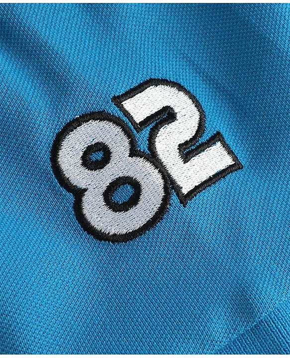 Pine Kids Cotton knit  Polo T-Shirt with Half Sleeves and Skateboard Patch  - Blue