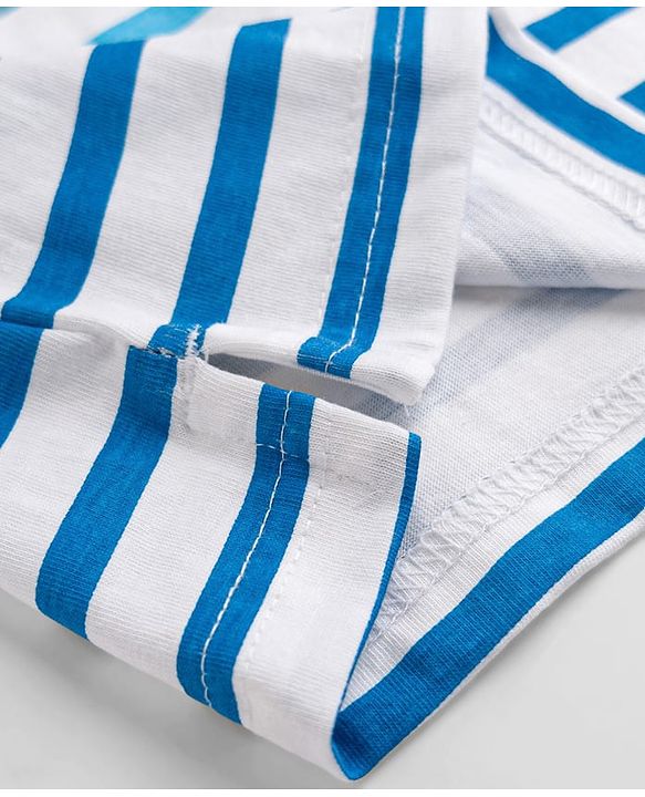 Babyhug 100% Cotton Knit Half Sleeves Striped Polo Neck T Shirt - Light Green