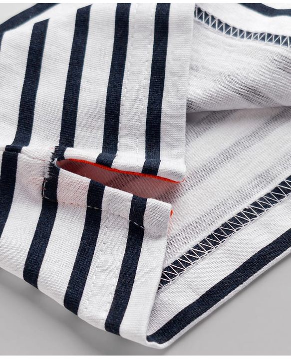Babyhug 100% Cotton Knit T-Shirts with Half Sleeves and Striped Print in Blue 12-18 Months