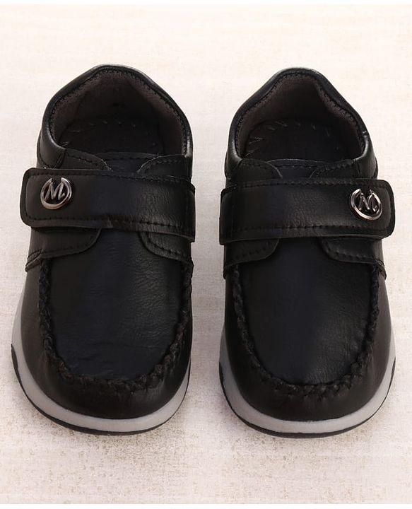 Cute Walk by Babyhug Velcro Closure Party Wear Shoes With Applique - Black