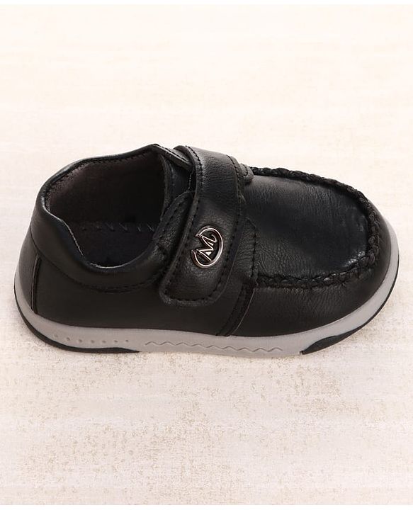 Cute Walk by Babyhug Velcro Closure Party Wear Shoes With Applique - Black