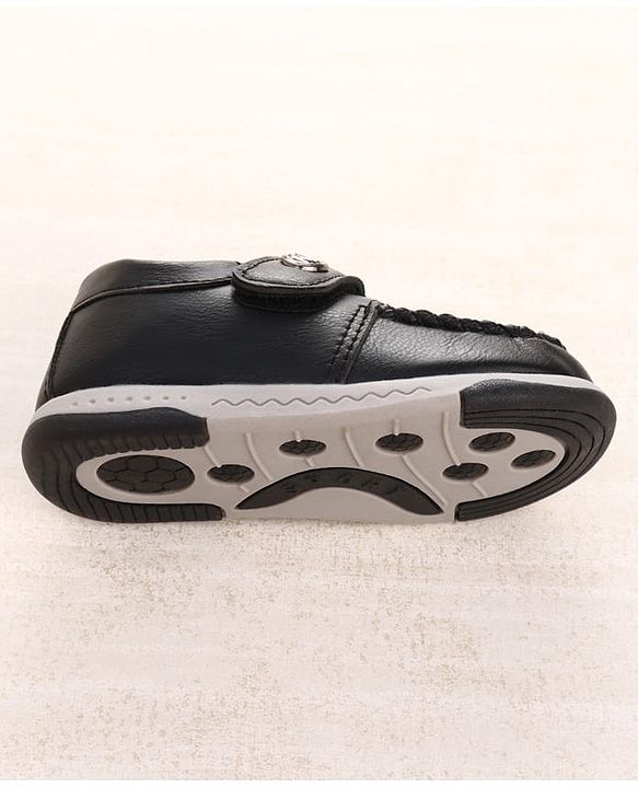 Cute Walk by Babyhug Velcro Closure Party Wear Shoes With Applique - Black
