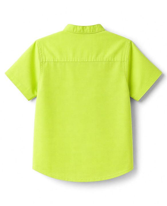 Babyhug Linin Woven Half Sleeves Solid Kurta Shirt - Limegreen