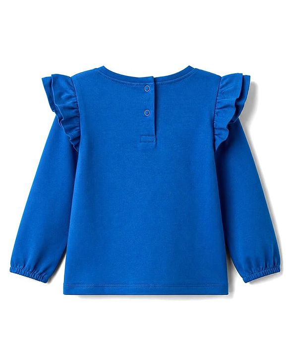 Babyhug 100% Cotton Knit Full Sleeves Top with Frills & Sequinned Heart Design -Blue