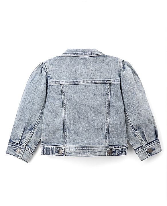 Babyhug Washed Denim Jacket with Full Sleeves - Grey