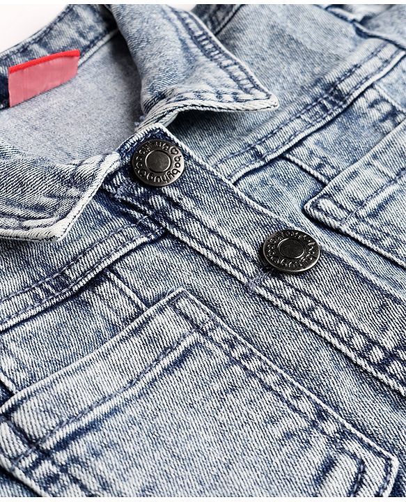 Babyhug Washed Denim Jacket with Full Sleeves - Grey
