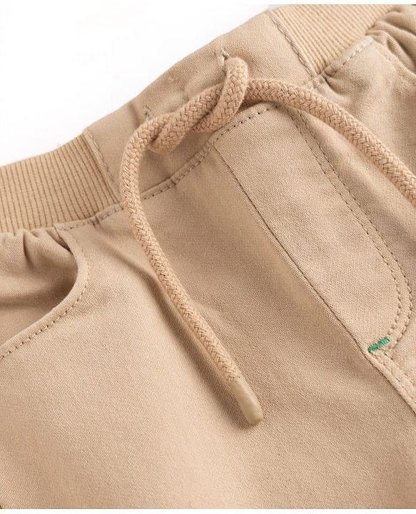 Babyhug Denim Full Length Solid Jeans With Stretch - Olive