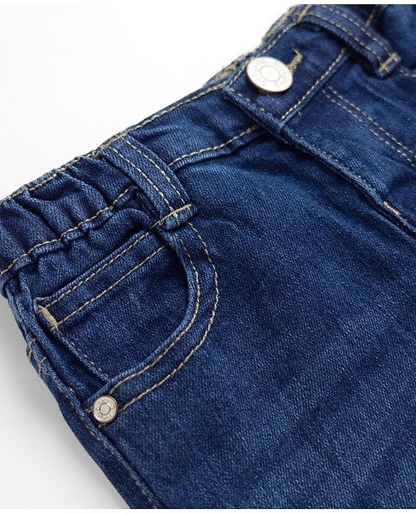 Babyhug Denim Full Length Washed Jeans With Stretch in Navy Blue