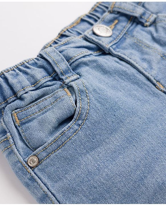 Babyhug Denim Full Length Washed Jeans With Stretch in Navy Blue