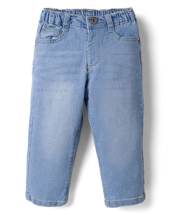 Babyhug Denim Full Length Washed Jeans With Stretch in Navy Blue