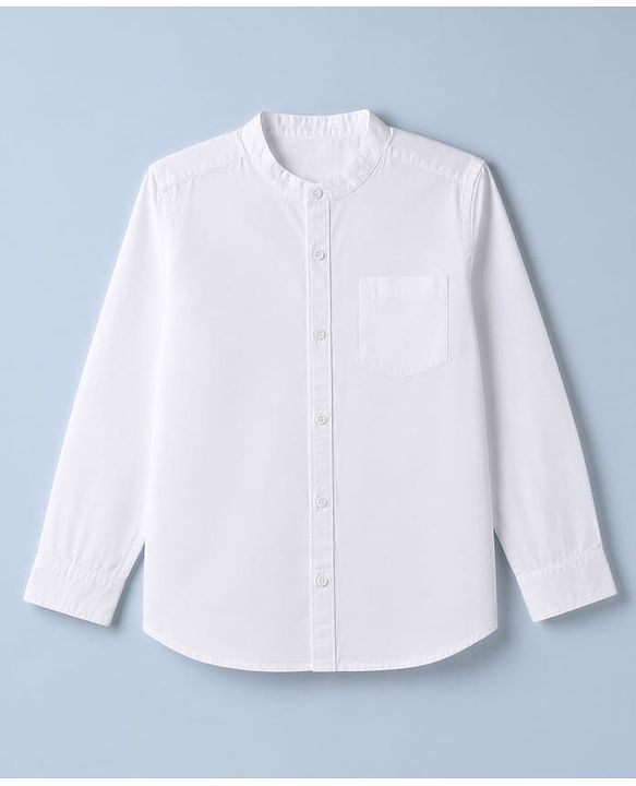 Pine Kids Cotton Woven Solid Shirt with Full Sleeves in White for 4-5 Years