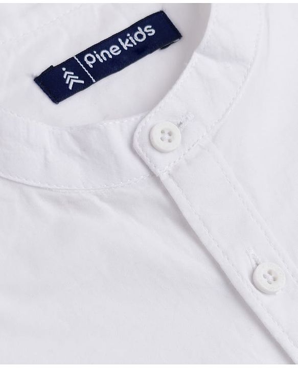 Pine Kids Cotton Woven Solid Shirt with Full Sleeves in White for 4-5 Years
