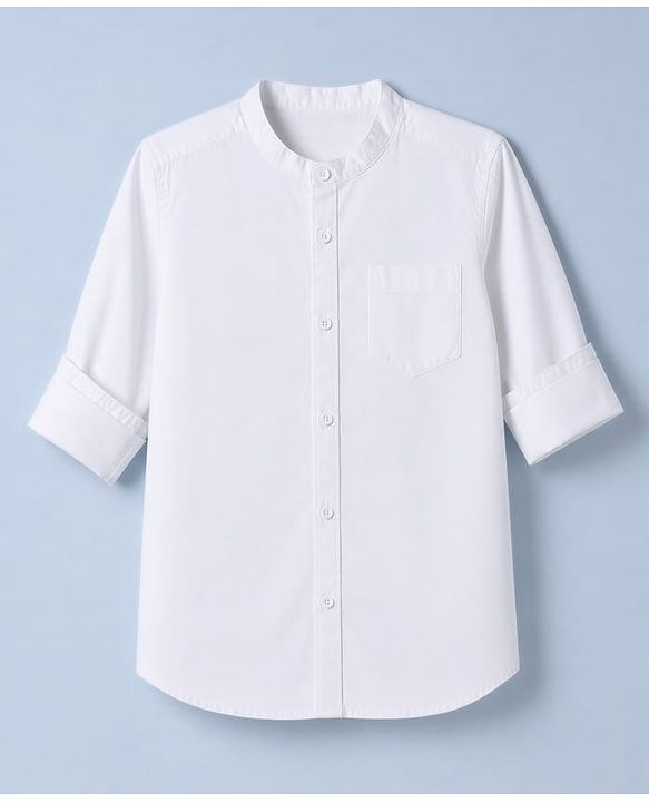 Pine Kids Cotton Woven Solid Shirt with Full Sleeves in White for 4-5 Years