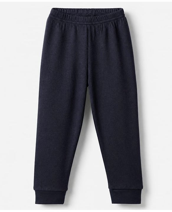 Babyhug Cotton Mix Knit Full Length Thermal Joggers Set Pack of 2 - Red & Navy Blue