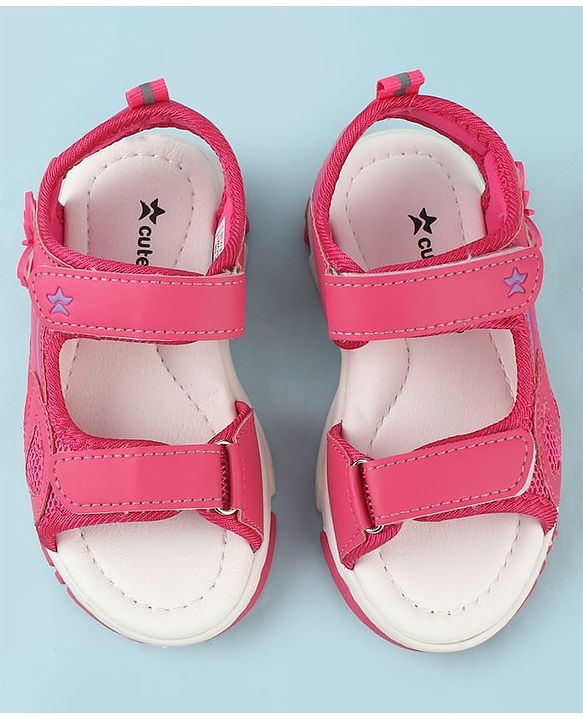 Cute Walk by Babyhug Velcro Closure Sandals With Butterfly Applique  - Fuchsia