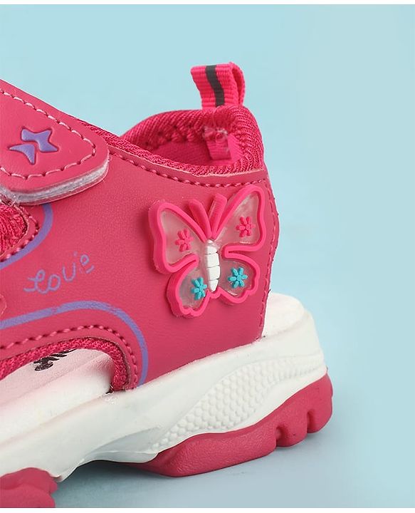 Cute Walk by Babyhug Velcro Closure Sandals With Butterfly Applique  - Fuchsia