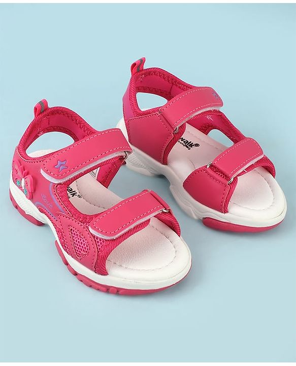 Cute Walk by Babyhug Velcro Closure Sandals With Butterfly Applique  - Fuchsia