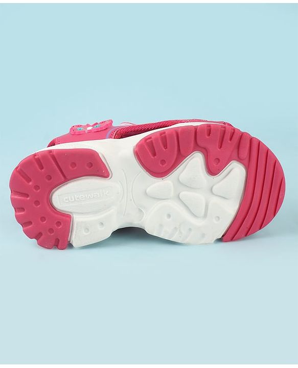 Cute Walk by Babyhug Velcro Closure Sandals With Butterfly Applique  - Fuchsia