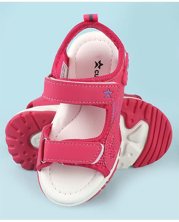 Cute Walk by Babyhug Velcro Closure Sandals With Butterfly Applique  - Fuchsia