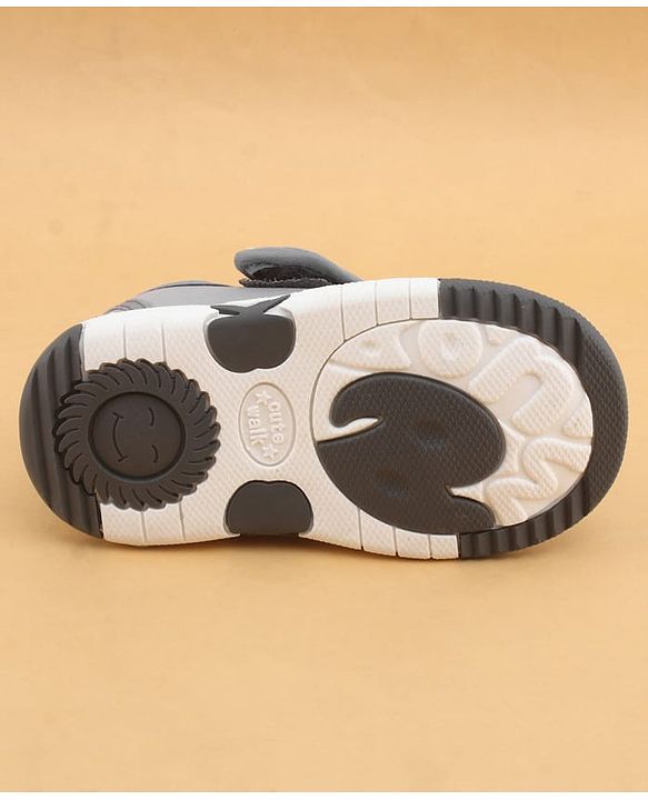 Cute Walk by Babyhug Velcro Closure Musical Shoes With Animal Applique - Grey