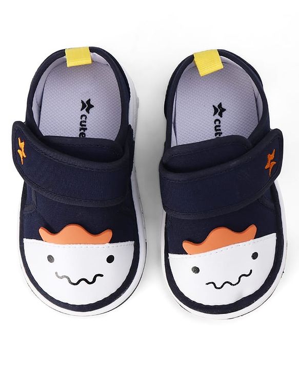 Cute Walk by Babyhug Velcro Closure Animal Face Printed Musical Casual Shoes - Navy Blue