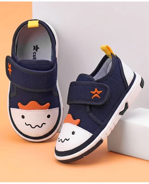 Cute Walk by Babyhug Velcro Closure Animal Face Printed Musical Casual Shoes - Navy Blue