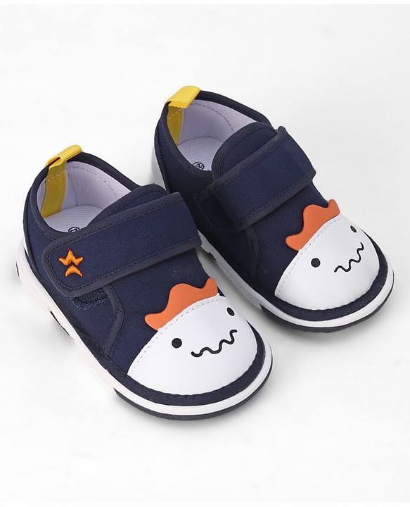 Cute Walk by Babyhug Velcro Closure Animal Face Printed Musical Casual Shoes - Navy Blue