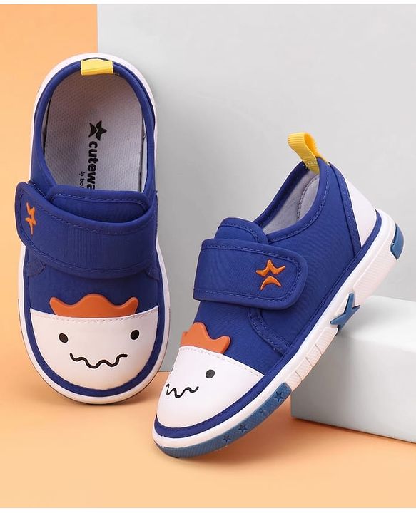 Cute Walk by Babyhug Velcro Closure Animal Face Printed Musical Casual Shoes - Navy Blue