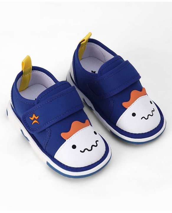 Cute Walk by Babyhug Velcro Closure Animal Face Printed Musical Casual Shoes - Navy Blue