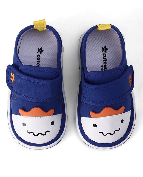 Cute Walk by Babyhug Velcro Closure Animal Face Printed Musical Casual Shoes - Navy Blue