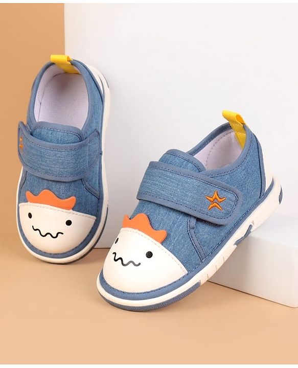 Cute Walk by Babyhug Velcro Closure Animal Face Printed Musical Casual Shoes - Navy Blue