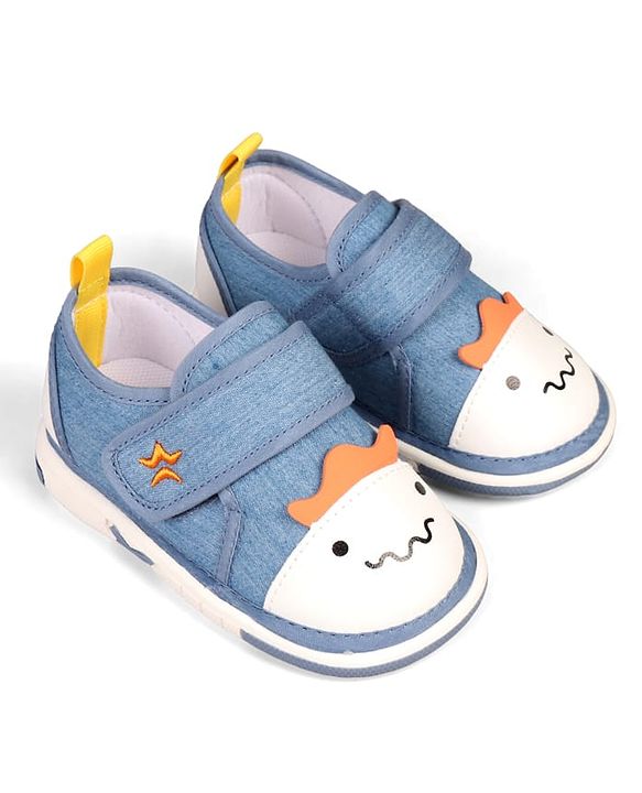 Cute Walk by Babyhug Velcro Closure Animal Face Printed Musical Casual Shoes - Navy Blue