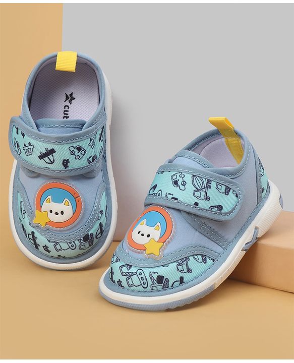 Cute Walk by Babyhug Velcro Closure Car Printed Casual Shoes - Blue