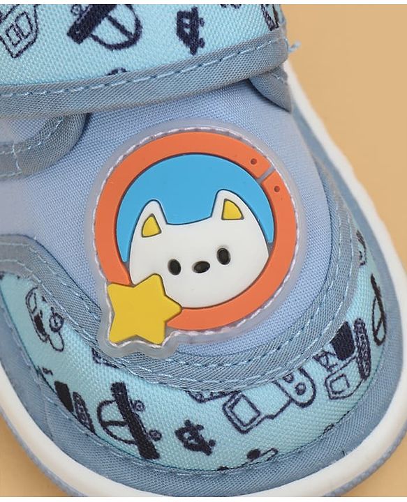 Cute Walk by Babyhug Velcro Closure Car Printed Casual Shoes - Blue