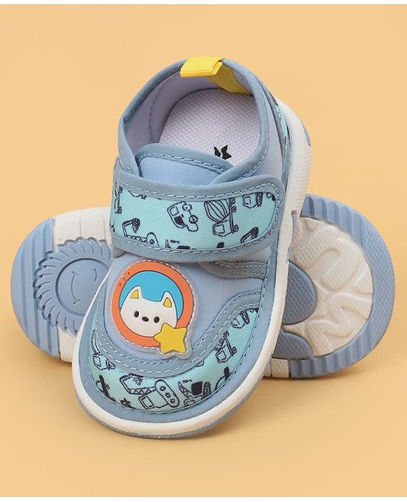 Cute Walk by Babyhug Velcro Closure Car Printed Casual Shoes - Blue