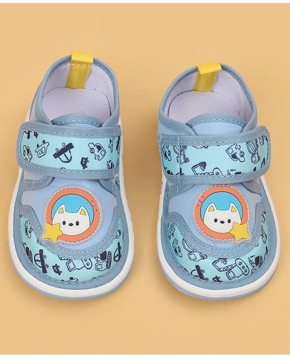 Cute Walk by Babyhug Velcro Closure Car Printed Casual Shoes - Blue