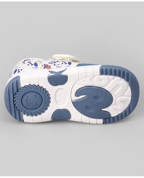 Cute Walk by Babyhug Velcro Closure Musical Shoes With Dino Applique - Blue