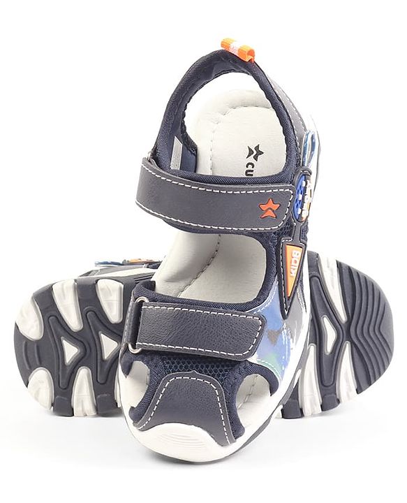 Cute Walk by Babyhug Velcro Closure Solid Sandal - Navy Blue