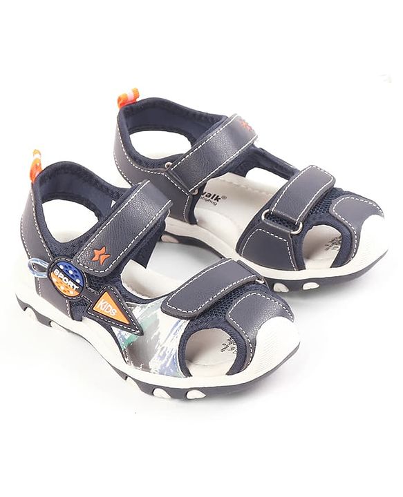Cute Walk by Babyhug Velcro Closure Solid Sandal - Navy Blue