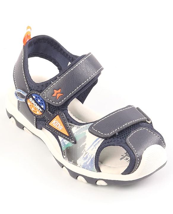 Cute Walk by Babyhug Velcro Closure Solid Sandal - Navy Blue