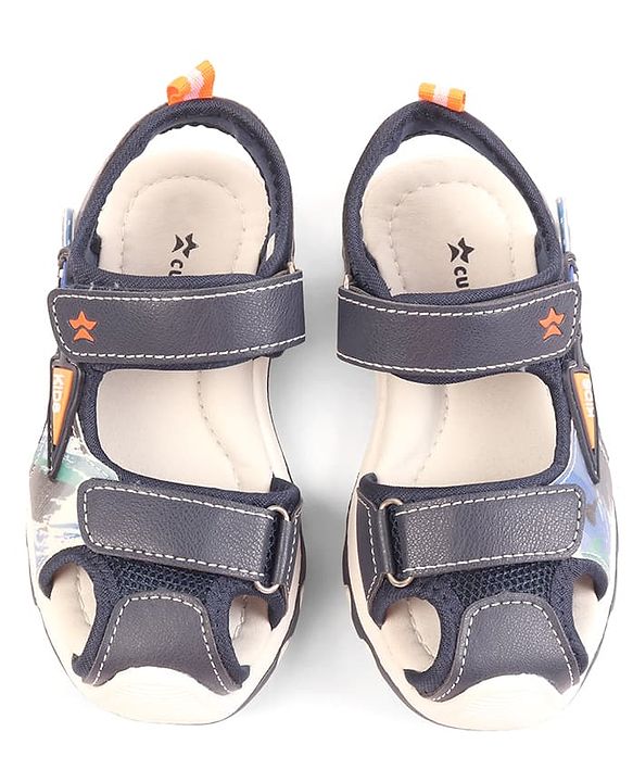 Cute Walk by Babyhug Velcro Closure Solid Sandal - Navy Blue